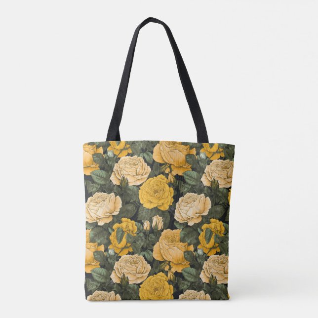 Bolso De Tela Rosas Amarillas (Reverso)