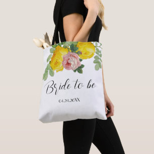 Bolso De Tela Rosas Amarillas y Rosadas Novia a Punto de Casarse