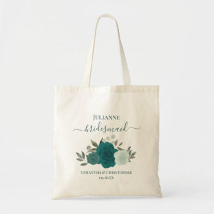 Bolso De Tela Rosas Aqua y Verde Elegante Regalo de Boda para Da
