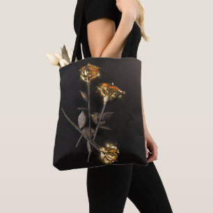 Bolso De Tela Rosas Ardientes – Elegancia Dorada