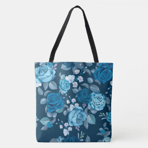 Bolso De Tela Rosas azules