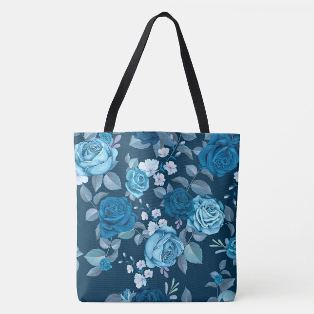 Bolso De Tela Rosas azules (Anverso)