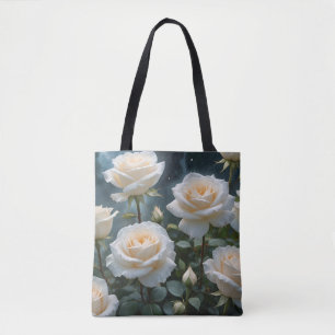 Bolso De Tela Rosas Blancas