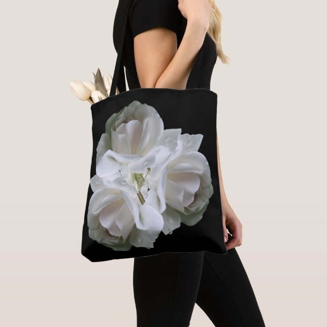 Bolso De Tela Rosas Blancas Con Gotas De Lluvia (Detalle)