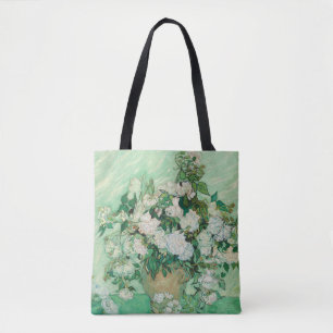 Bolso De Tela Rosas Blancas de Van Gogh - Arte Floral Mint Vinta