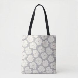 Bolso De Tela Rosas blancas en gris - patrón sin fisuras.