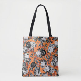Bolso De Tela Rosas blancas y negras elegantes modernas vintage