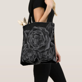 Bolso De Tela Rosas blancas y negras muertas y oscuras