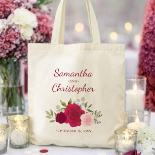 Bolso De Tela Rosas Bohemias Magenta Rosa Nombres de Pareja Boda