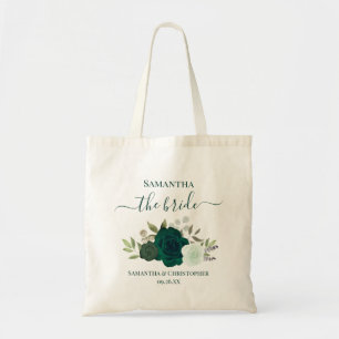 Bolso De Tela Rosas Bohemias Verde Esmeralda Novia Elegante Boda