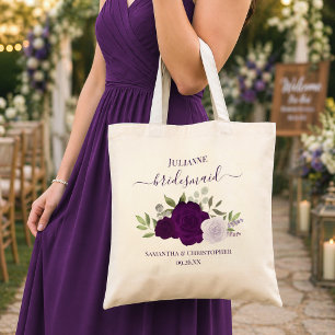Bolso De Tela Rosas Boho Moradas Favor de Dama de Honor Boda Ele