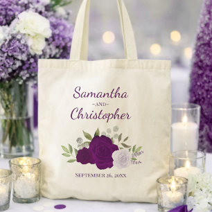 Bolso De Tela Rosas Boho Moradas Nombres de Pareja Elegante Boda