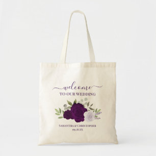 Bolso De Tela Rosas Boho Purpura Elegante Bienvenida de Boda
