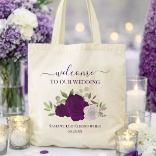 Bolso De Tela Rosas Boho Purpura Elegante Bienvenida de Boda