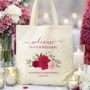 Bolso De Tela Rosas Boho Rosa Magenta Elegante Bienvenida Boda