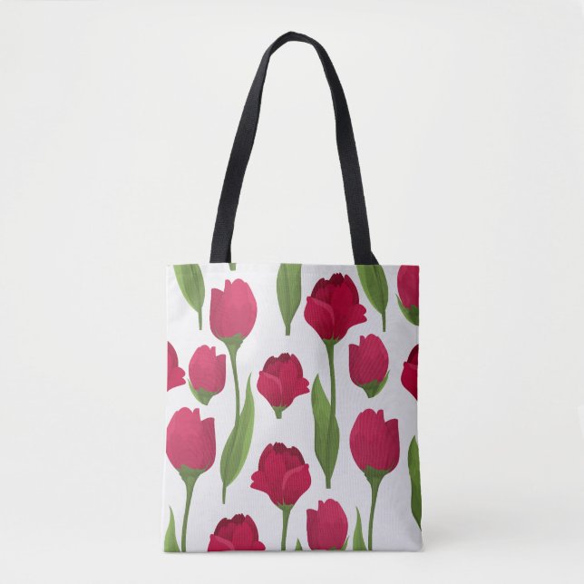Bolso De Tela Rosas botánicos rosados bonitos (Anverso)