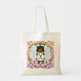 Bolso De Tela Rosas Chica Marrón Enfermera