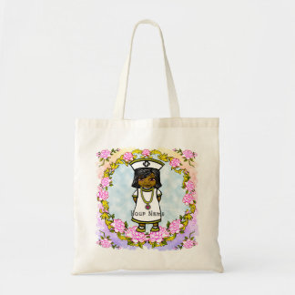 Bolso De Tela Rosas Chica Marrón Enfermera
