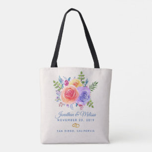 Bolso De Tela Rosas coloridos Boda de acuarela floral