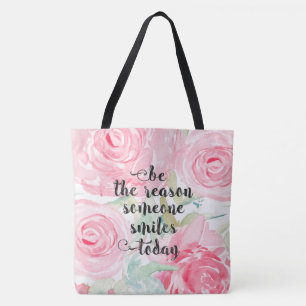 Bolso De Tela Rosas de acuarela