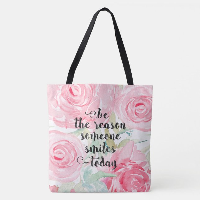 Bolso De Tela Rosas de acuarela (Anverso)