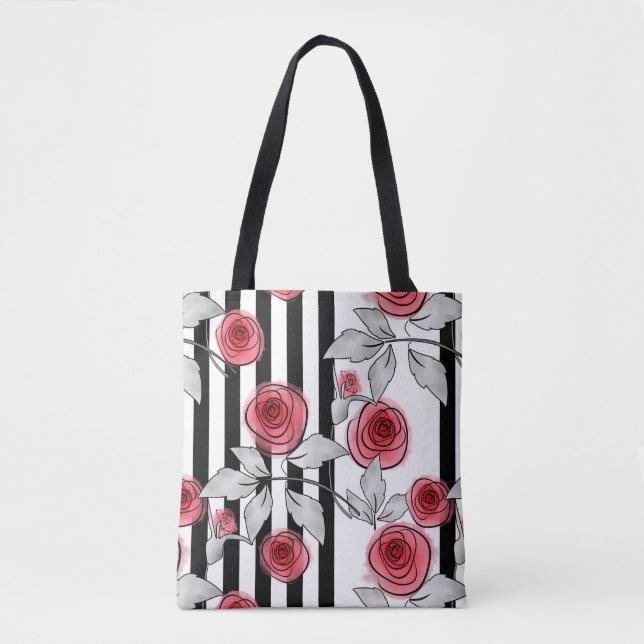 Bolso De Tela Rosas de acuarela (Anverso)
