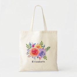 Bolso De Tela Rosas de acuarela Floral Bouquet