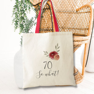 Bolso De Tela Rosas de acuarela positiva 70 cumpleaños