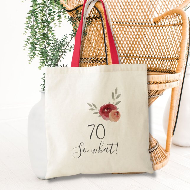 Bolso De Tela Rosas de acuarela positiva 70 cumpleaños (Subido por el creador)
