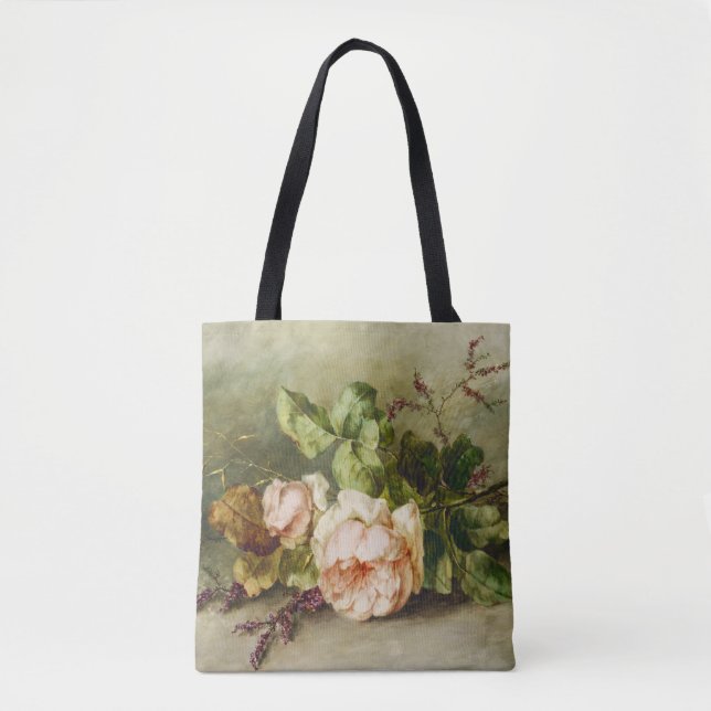 Bolso De Tela Rosas de época de Margaretha Roosenboom (Anverso)