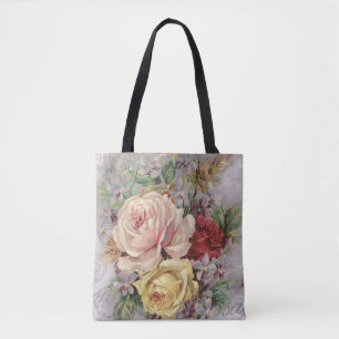 Bolso De Tela Rosas de estilo victoriano y flores pequeñas