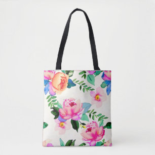 Bolso De Tela rosas de flores acuáticas