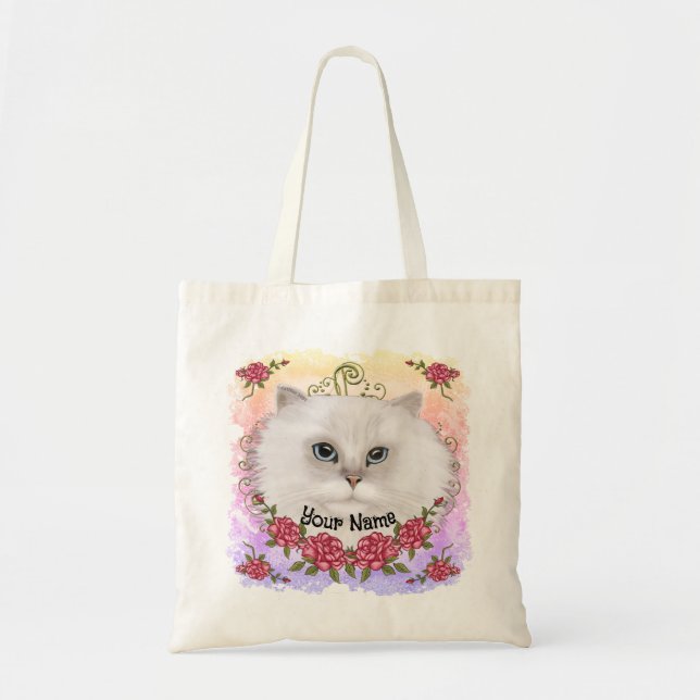 Bolso De Tela Rosas de gato persa (Frente)