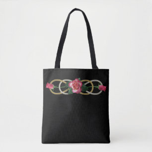 Bolso De Tela Rosas de plata de oro de doble infinito