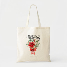 Bolso De Tela Rosas de Poinsettia Navidades Flores Bouquet