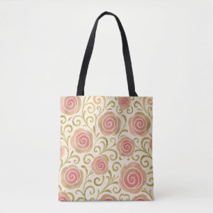 Bolso De Tela Rosas de princesa de cuento de hadas rosa y dorado