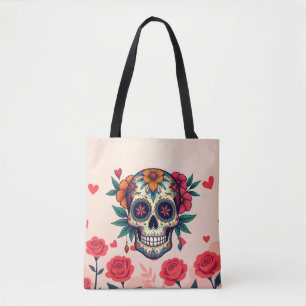 Bolso De Tela Rosas de Sugar Skull