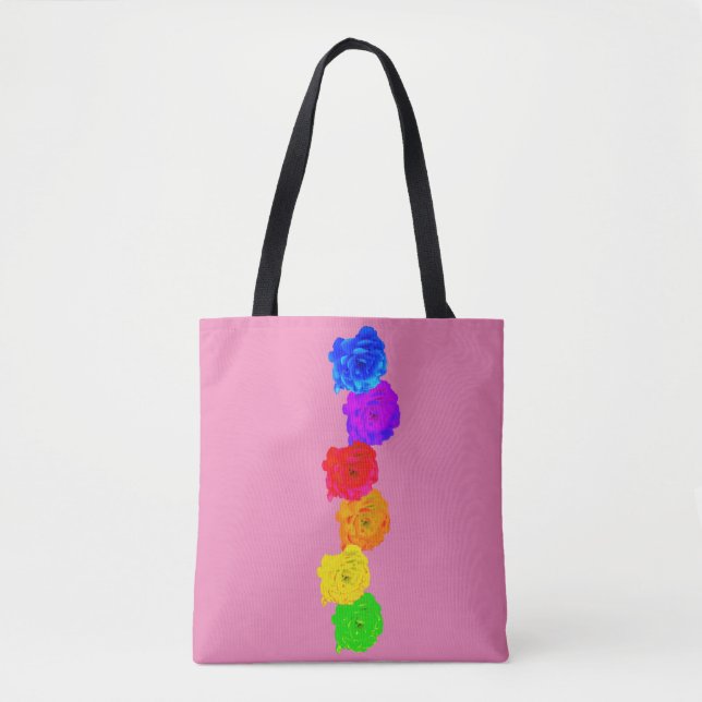 Bolso De Tela Rosas del arcoiris (Anverso)