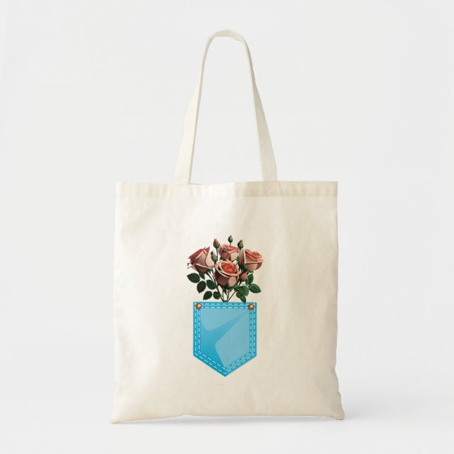 Bolso De Tela rosas dentro del bolsillo (Frente)