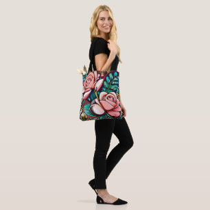 Bolso De Tela Rosas dobles: Un Espectacular Arreglo Floral