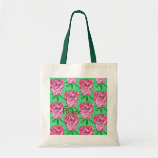 Bolso De Tela Rosas en blanco