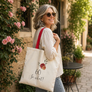 Bolso De Tela Rosas florales en acuarela positiva Cumpleaños 60