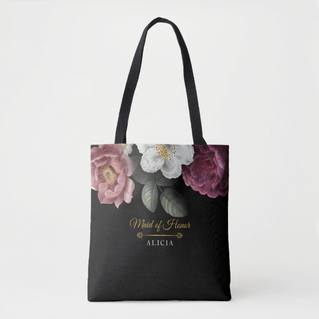 Bolso De Tela Rosas florecientes (Anverso)