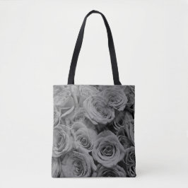 Bolso De Tela Rosas grises, foto floral gris