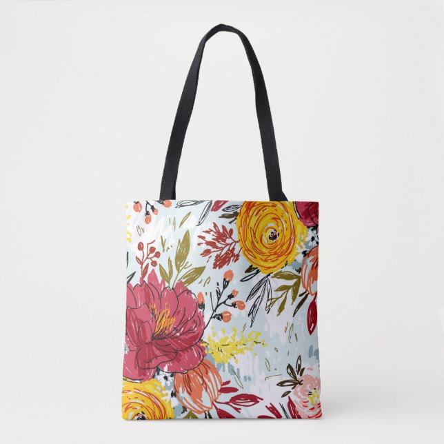 Bolso De Tela Rosas Hermosas (Anverso)