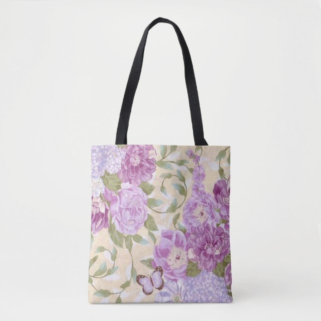 Bolso De Tela Rosas morados (Anverso)