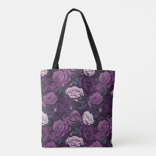 Bolso De Tela Rosas morados