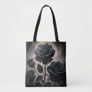 Bolso De Tela Rosas Negras