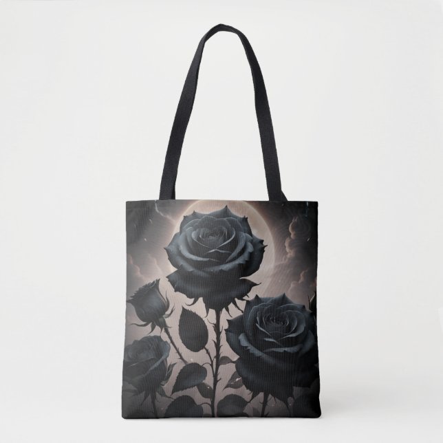 Bolso De Tela Rosas Negras  (Anverso)