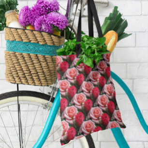 Bolso De Tela Rosas Patrón Floral Rojo Rosa Por Toda La Impresió